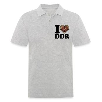 I Love DDR - Herz - Ostalgie - Männer Poloshirt - Grau meliert - Vorne - Kai (181cm)