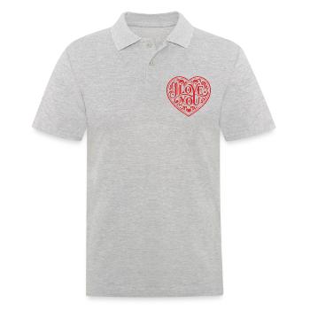 I love You - Valentine' Day - Liebe - Geschenk - Männer Poloshirt - Grau meliert - Vorne - Kai (181cm)