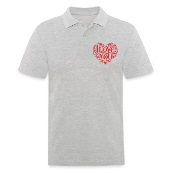I love You - Valentine' Day - Liebe - Geschenk - Männer Poloshirt - Grau meliert - Vorne - Kai (181cm)