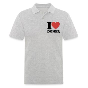I Love Döner - Herz - Fast Food - Geschenk - Männer Poloshirt - Grau meliert - Vorne - Kai (181cm)