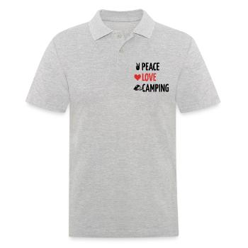 Peace Love Camping - Zelt - Spruch - Männer Poloshirt - Grau meliert - Vorne - Kai (181cm)