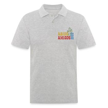 Abios Amigos 2025 - Abitur - Spruch - Männer Poloshirt - Grau meliert - Vorne - Kai (181cm)