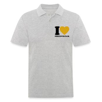 I Love Photovoltaik - Herz - Erneuerbare Energie - Männer Poloshirt - Grau meliert - Vorne - Kai (181cm)