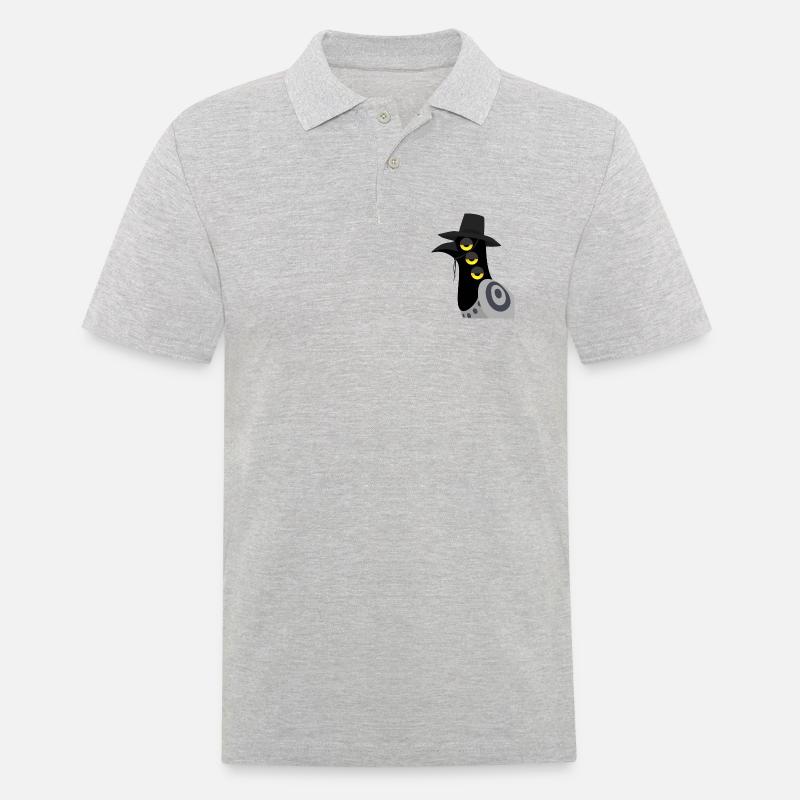 Dämonischer Vogel skeptisch - Männer Poloshirt - Grau meliert