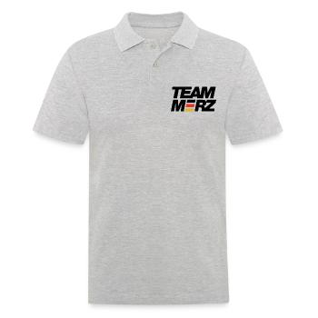 Team Merz - Kanzler - Männer Poloshirt - Grau meliert - Vorne - Kai (181cm)