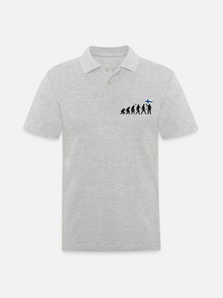 Finnland - Evolution - Flagge - Nation - Männer Poloshirt - Grau meliert