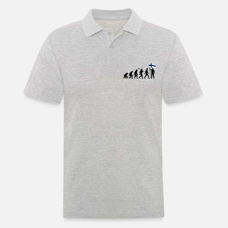 Finnland - Evolution - Flagge - Nation - Männer Poloshirt - Grau meliert