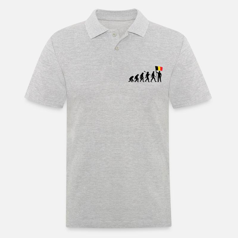 Belgien - Evolution - Flagge - Nation - Männer Poloshirt - Grau meliert
