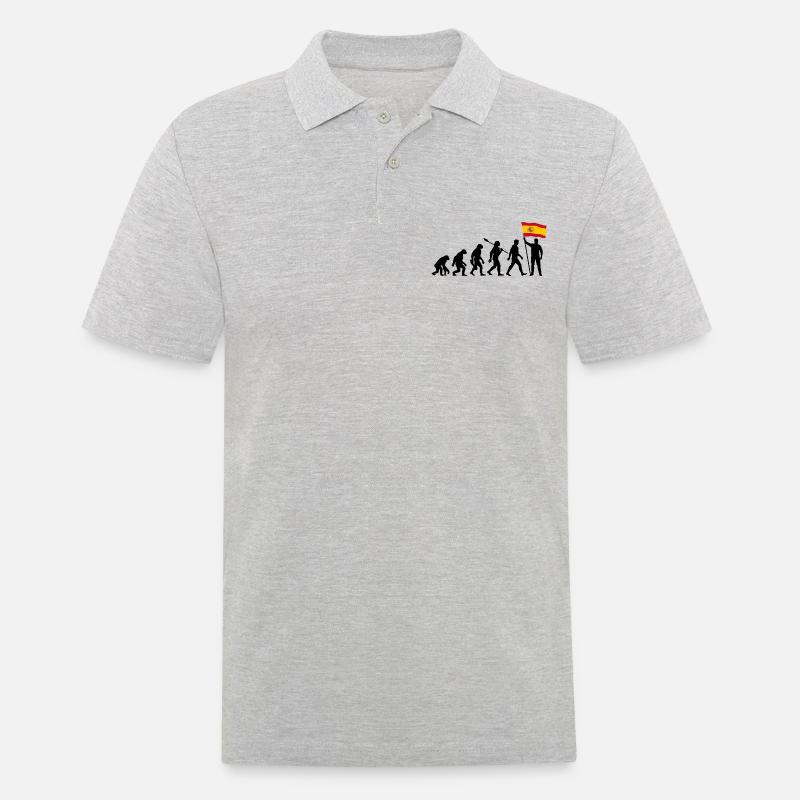 Spanien - Evolution - Flagge - Nation - Männer Poloshirt - Grau meliert