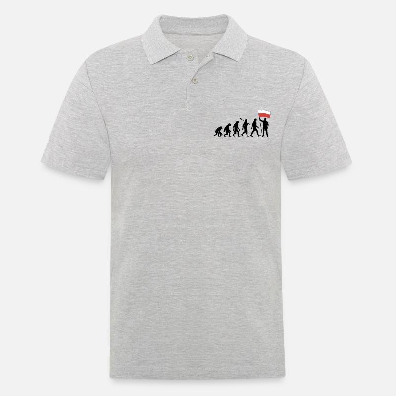 Polen - Evolution - Flagge - Nation - Männer Poloshirt - Grau meliert
