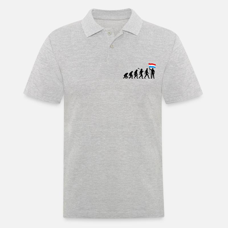Luxemburg - Evolution - Flagge - Nation - Männer Poloshirt - Grau meliert