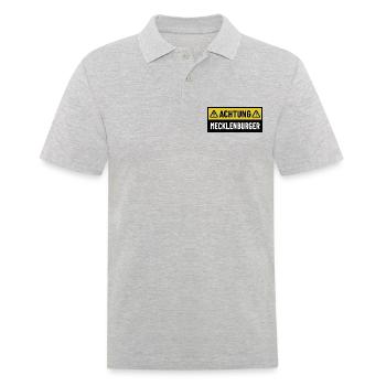 Achtung Mecklenburger - Regionaler Spruch - Männer Poloshirt - Grau meliert - Vorne - Kai (181cm)