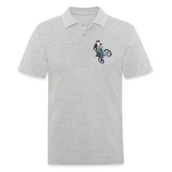 CAT RIDING A DIRT BIKE - TRAILS BIKE CAT - Men's Polo Shirt - heather grey - Front - Kai (181cm)