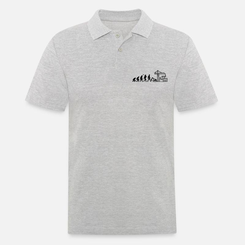 Evolution - Baustelle - Bauarbeiter - Männer Poloshirt - Grau meliert