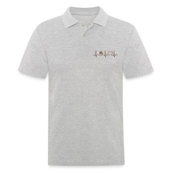 Heart Curve - Café - ECG - Pouls - Tasse à café - Polo Homme - gris chiné - Devant - Kai (181cm)