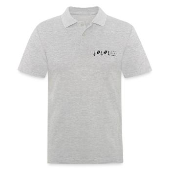 EKG Kurve - Herzkurve - Baby 2025 - Zwillinge - Männer Poloshirt - Grau meliert - Vorne - Kai (181cm)