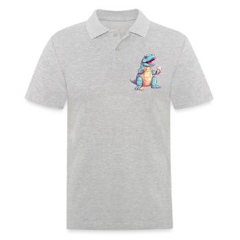 T-Rex genießt Eis - Witziges Dino Design - Männer Poloshirt - Grau meliert - Vorne - Kai (181cm)