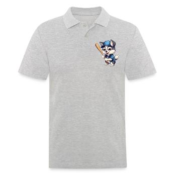 Husky Plays Baseball, Sporty Dog Design - Men's Polo Shirt - heather grey - Front - Kai (181cm)