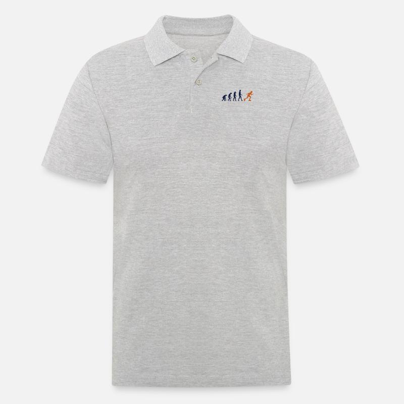 Skater Evolution Retro Rollschuhfahren Entwicklung - Männer Poloshirt - Grau meliert