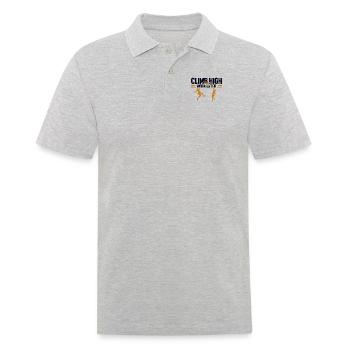 Climb High First Work Later Speedklettern Kraxler - Männer Poloshirt - Grau meliert - Vorne - Kai (181cm)