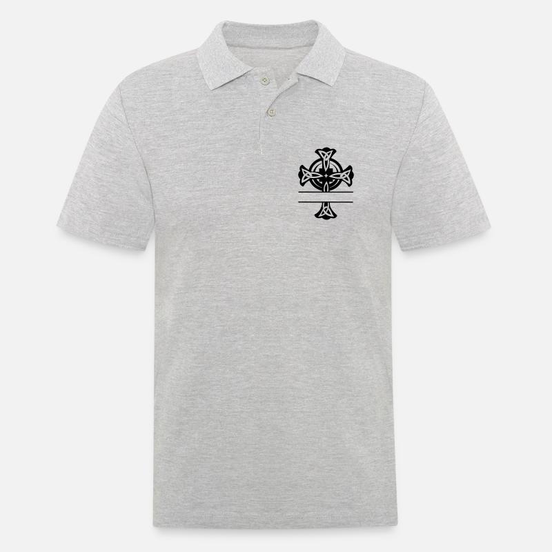 Keltisches Kreuz Logo oder Monogramm - Männer Poloshirt - Grau meliert