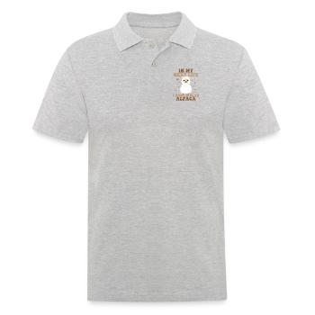 Dans ma prochaine vie, je veux être un alpaga Huacaya - Polo Homme - gris chiné - Devant - Kai (181cm)