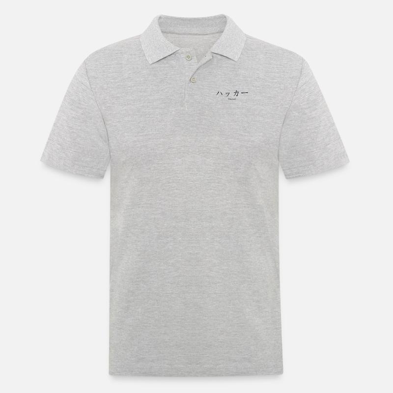 Hacker Japanese Nihongo Sniffer Social - Männer Poloshirt - Grau meliert