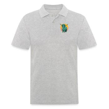 Retro Highland Cow Highland Heifer Breeder - Men's Polo Shirt - heather grey - Front - Kai (181cm)