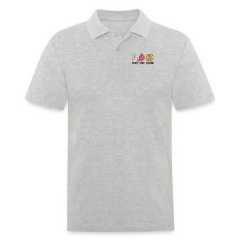 Peace Love Bitcoin Kryptowährung Blockchain - Männer Poloshirt - Grau meliert - Vorne - Kai (181cm)