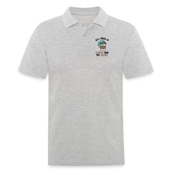 Kaffee und meine Gecko-Eidechse Gekkota Schopf - Männer Poloshirt - Grau meliert - Vorne - Kai (181cm)