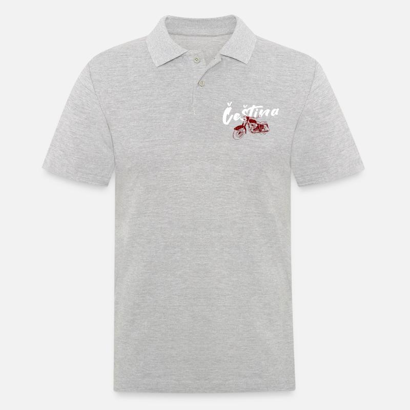 Tschechisches Oldtimer Motorrad - Männer Poloshirt - Grau meliert