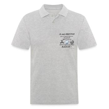 Je suis BRETON je ne ferme déjà pas ma gueule... - Polo Homme - gris chiné - Devant - Kai (181cm)