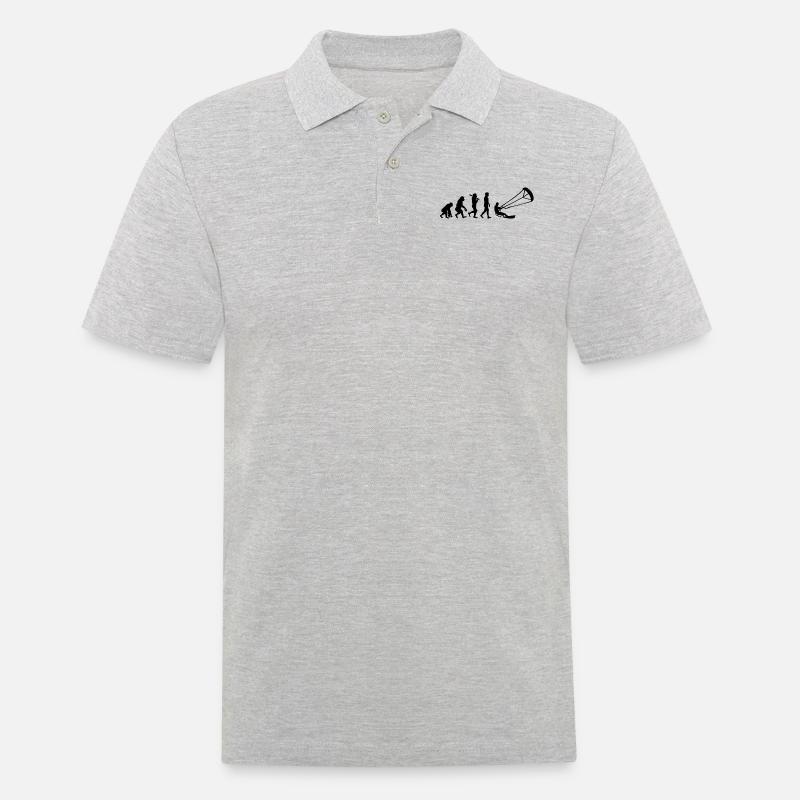 Kitesurfen Evolution - Männer Poloshirt - Grau meliert