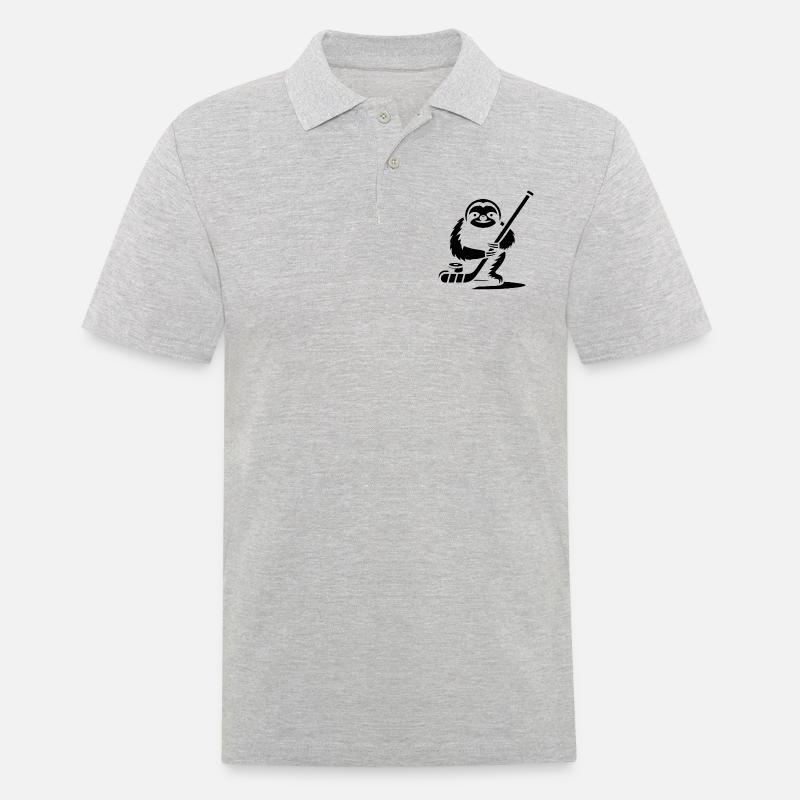 Faultier Eishockey Silhouette - Männer Poloshirt - Grau meliert
