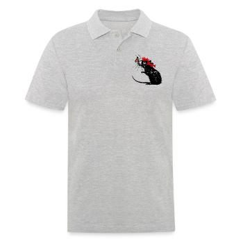 Baisers de papillon : Rat avec papillon - Polo Homme - gris chiné - Devant - Kai (181cm)