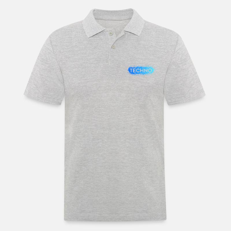 Techno Techno Bleu Splat - Polo Homme - gris chiné
