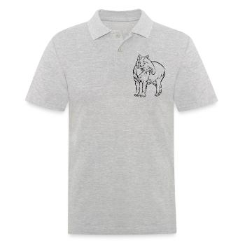 Tapir Dessin au trait dessiné à la main - Cadeau - Polo Homme - gris chiné - Devant - Kai (181cm)