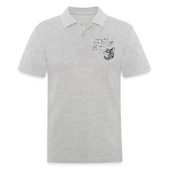 Katze beobachtet die Vögel fliegen - Männer Poloshirt - Grau meliert - Vorne - Kai (181cm)
