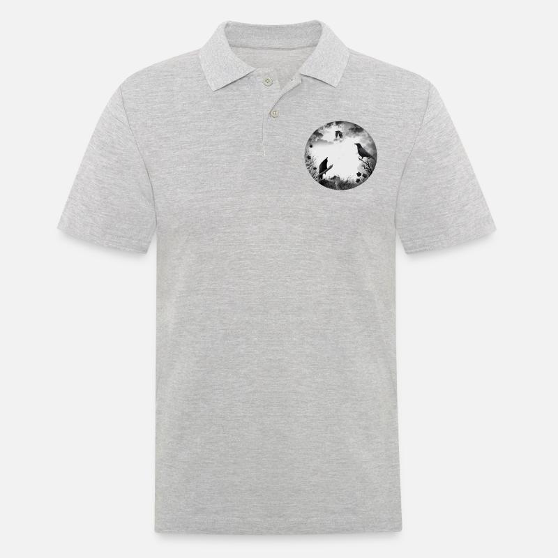 Gothik Krähen Raben - Männer Poloshirt - Grau meliert