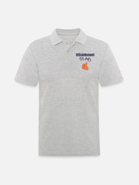Officiellement 55 Ans - Polo Homme - gris chiné