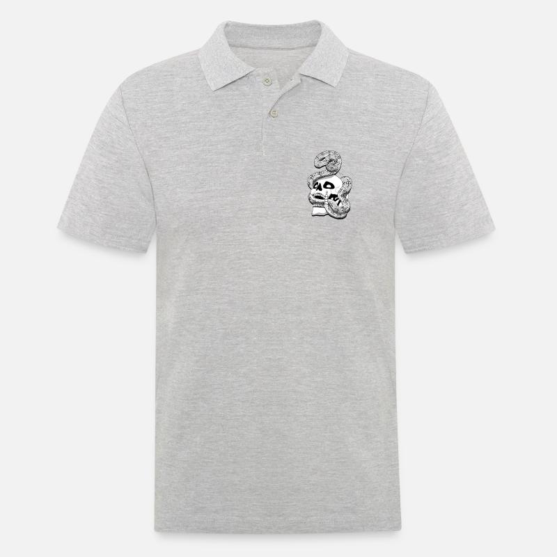 Serpent à sonnette et crâne - Männer Poloshirt - Grau meliert