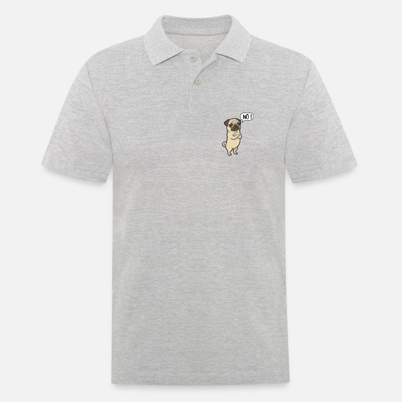 NÖ Pug Eigensinniger Mops-Charme - Männer Poloshirt - Grau meliert
