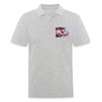 Rosa Zweige vom Zierkirschenbaum - Männer Poloshirt - Grau meliert - Vorne - Kai (181cm)