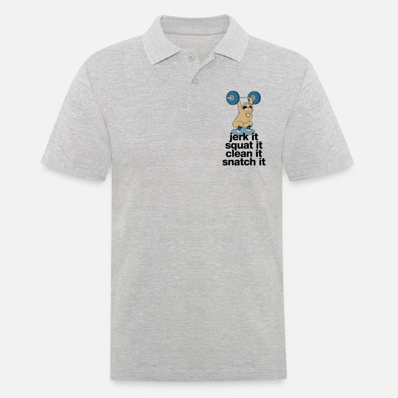 Faultier beim Gewichtheben - Männer Poloshirt - Grau meliert