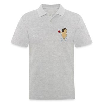 Pug with Kettlebell makes Kettlebell Swings - Men's Polo Shirt - heather grey - Front - Kai (181cm)