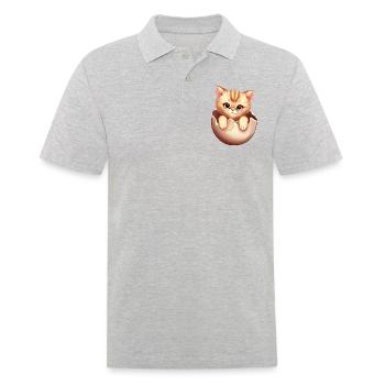 Kitten hatches from egg, Cute animal design - Men's Polo Shirt - heather grey - Front - Kai (181cm)