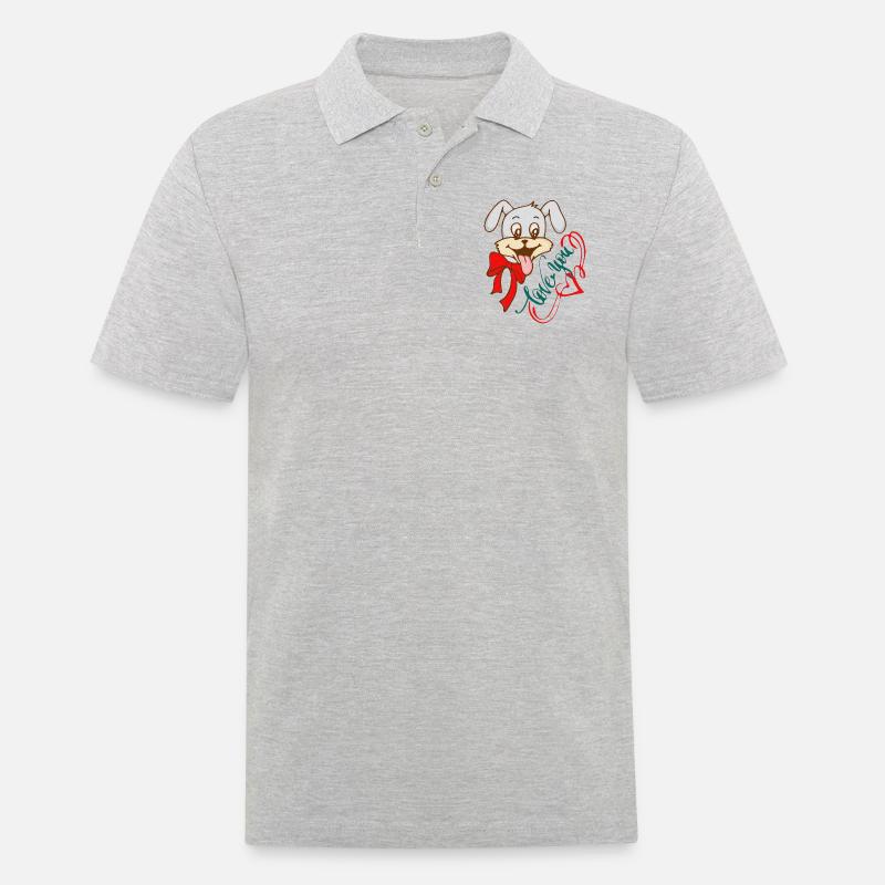Love You - Männer Poloshirt - Grau meliert