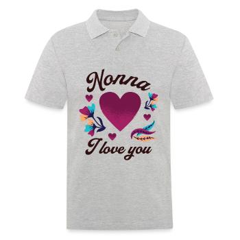 Nonna ich liebe dich, Großmutter ich liebe dich - Männer Poloshirt - Grau meliert - Vorne - Kai (181cm)