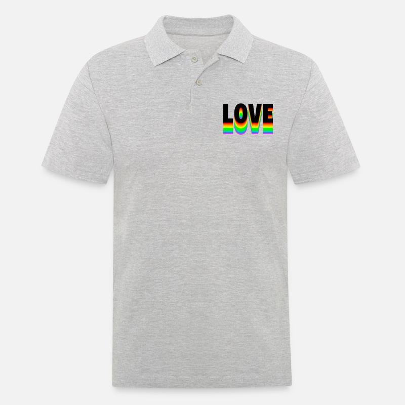 Love Text Regenbogen - Männer Poloshirt - Grau meliert
