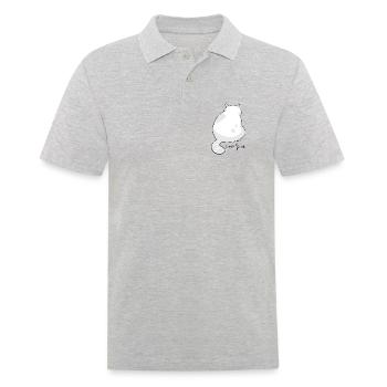 Rückansicht Flauschige Katzensilhouette - Männer Poloshirt - Grau meliert - Vorne - Kai (181cm)